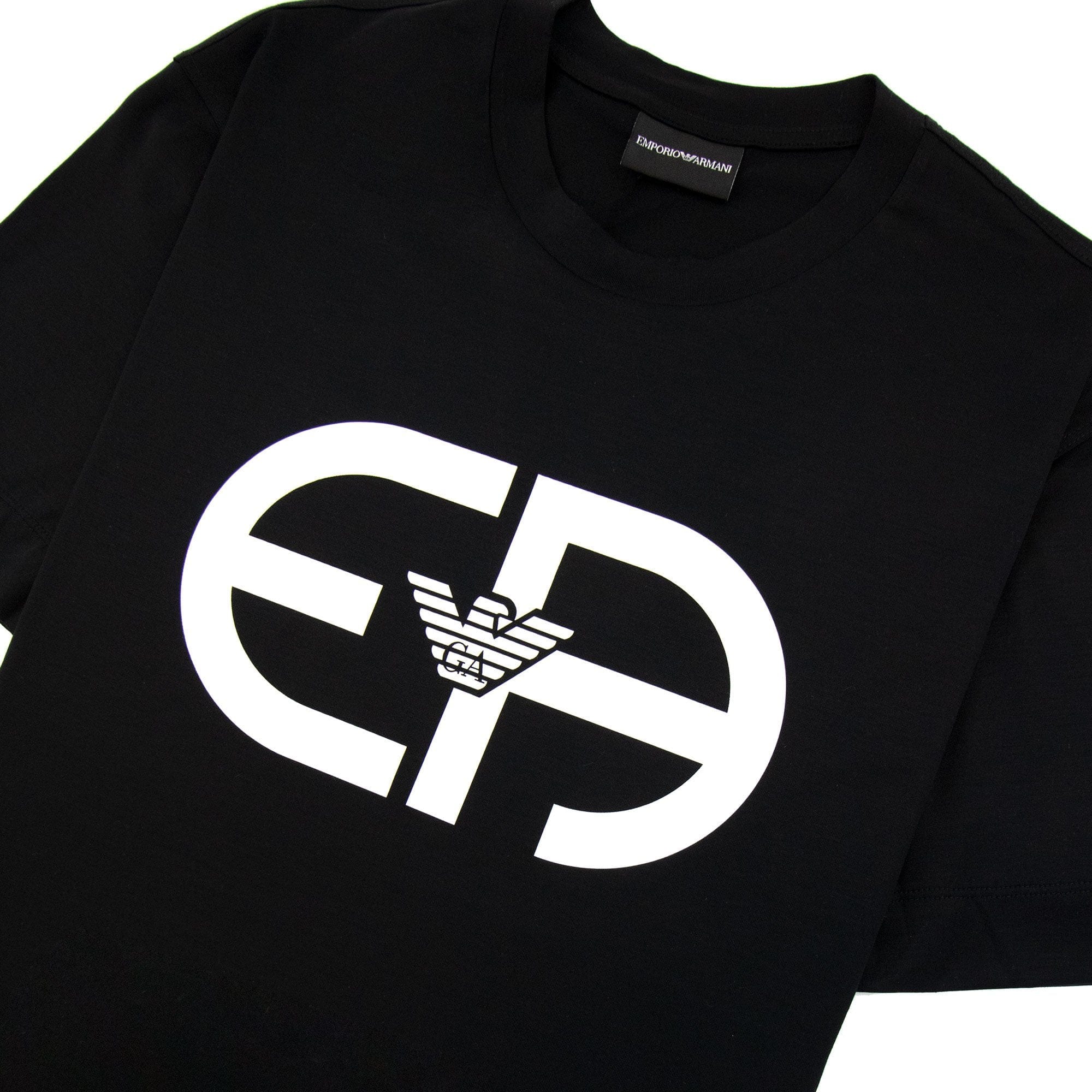 Emporio Armani Tencel-blend Jersey T-shirt With R-eacreate Logo Black