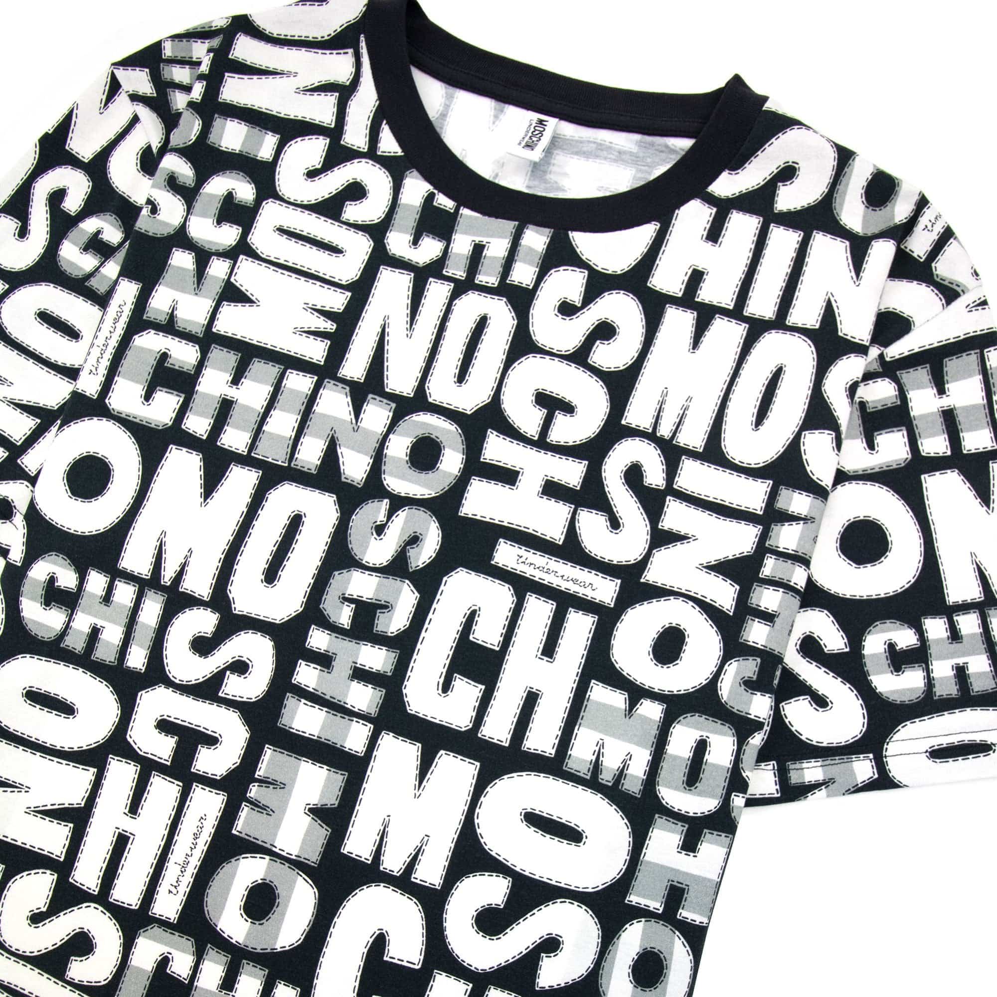Moschino Underwear All Over Logo T Shirt White/black 1555