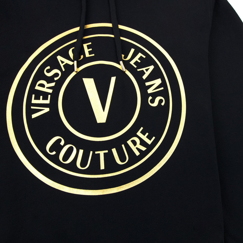 Versace Jeans Couture Vemblem Logo Hoodied Sweatshirt Black/gold