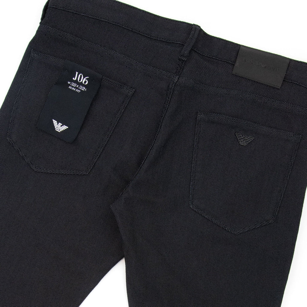 Emporio Armani J06 Slim Fit Cotton Blend Armure Trouser Black 999