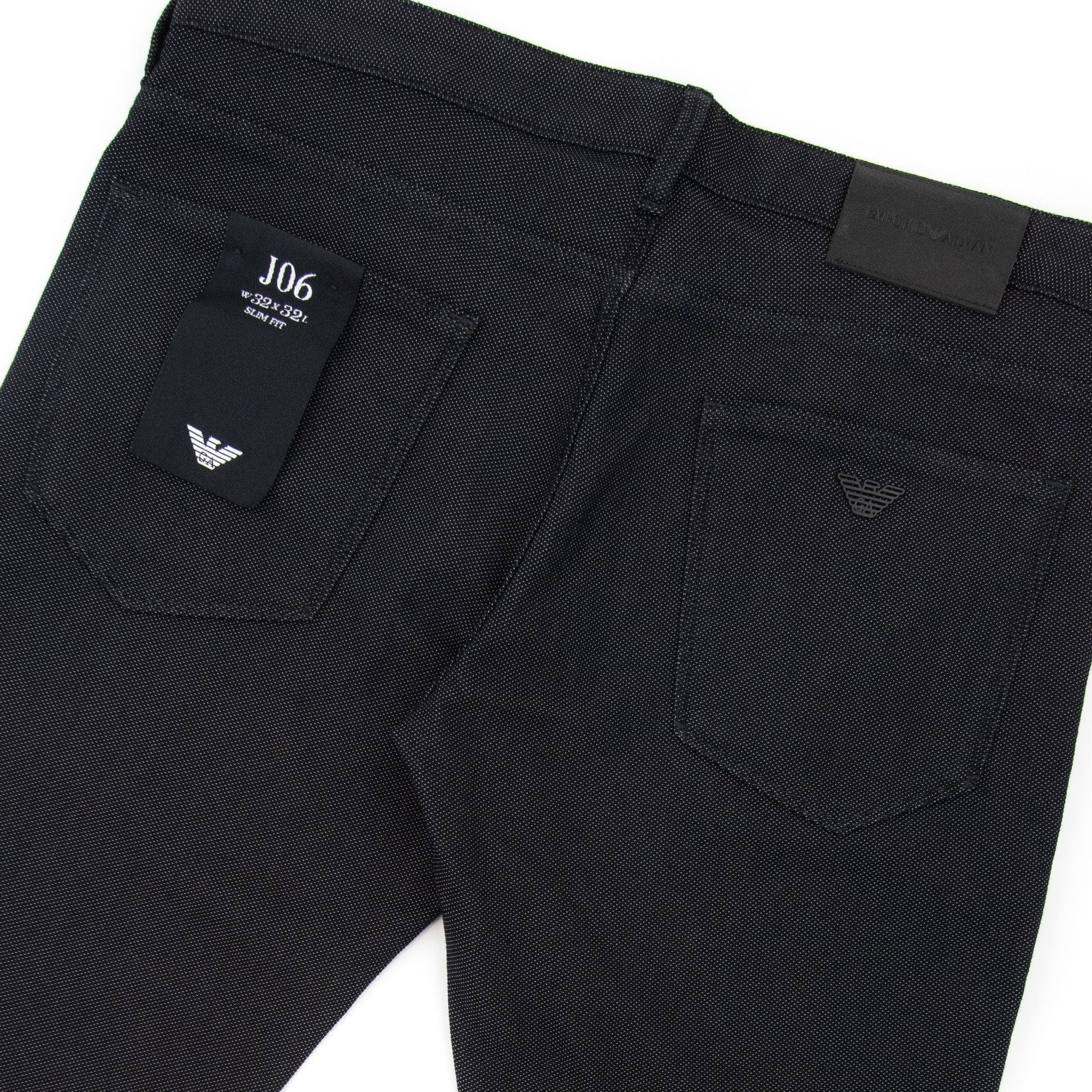 Emporio Armani J06 Slim Fit Cotton Blend Armure Trouser Black 999