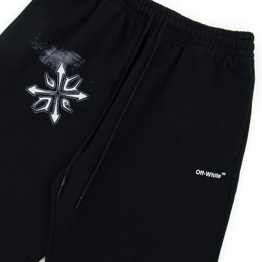 Off White Tribal Type Skate Sweat Shorts Black/white
