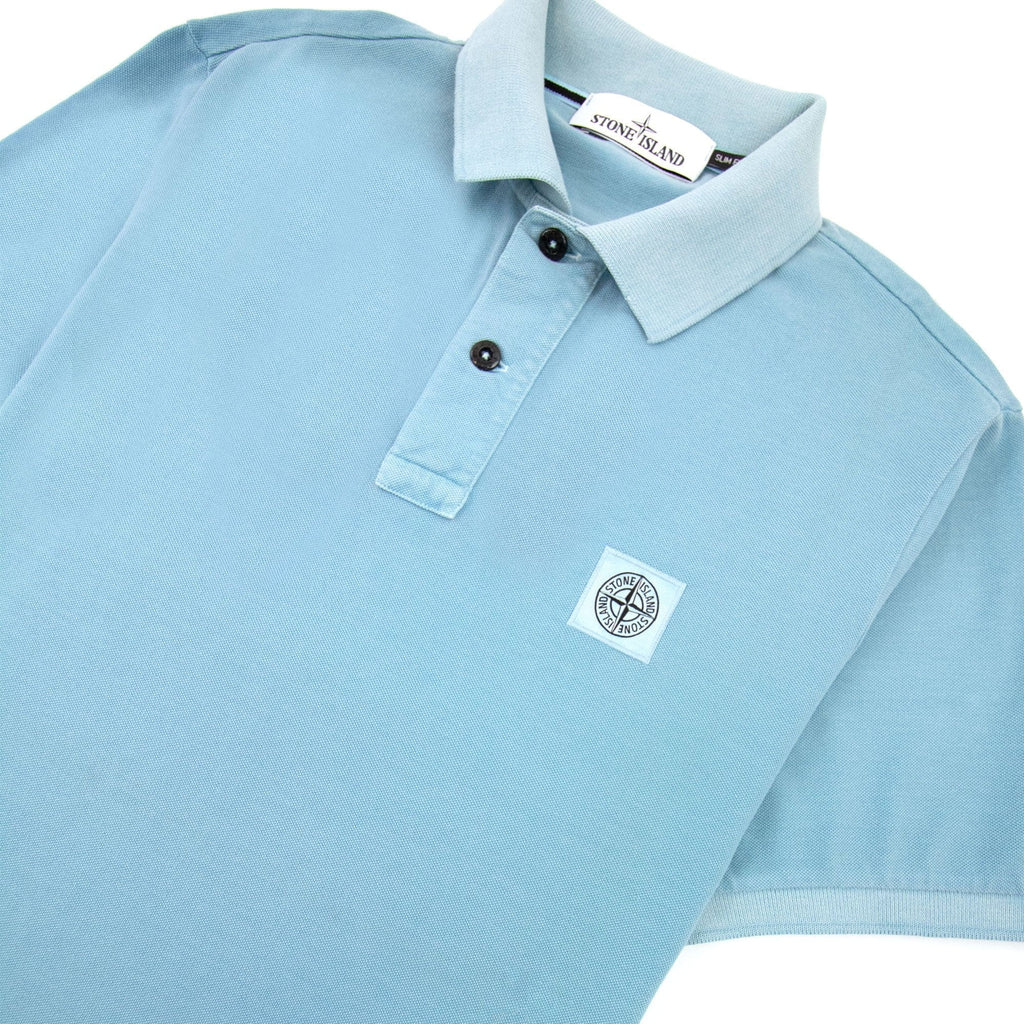 Stone Island Slim Fit Patch Polo Sky Blue V0041