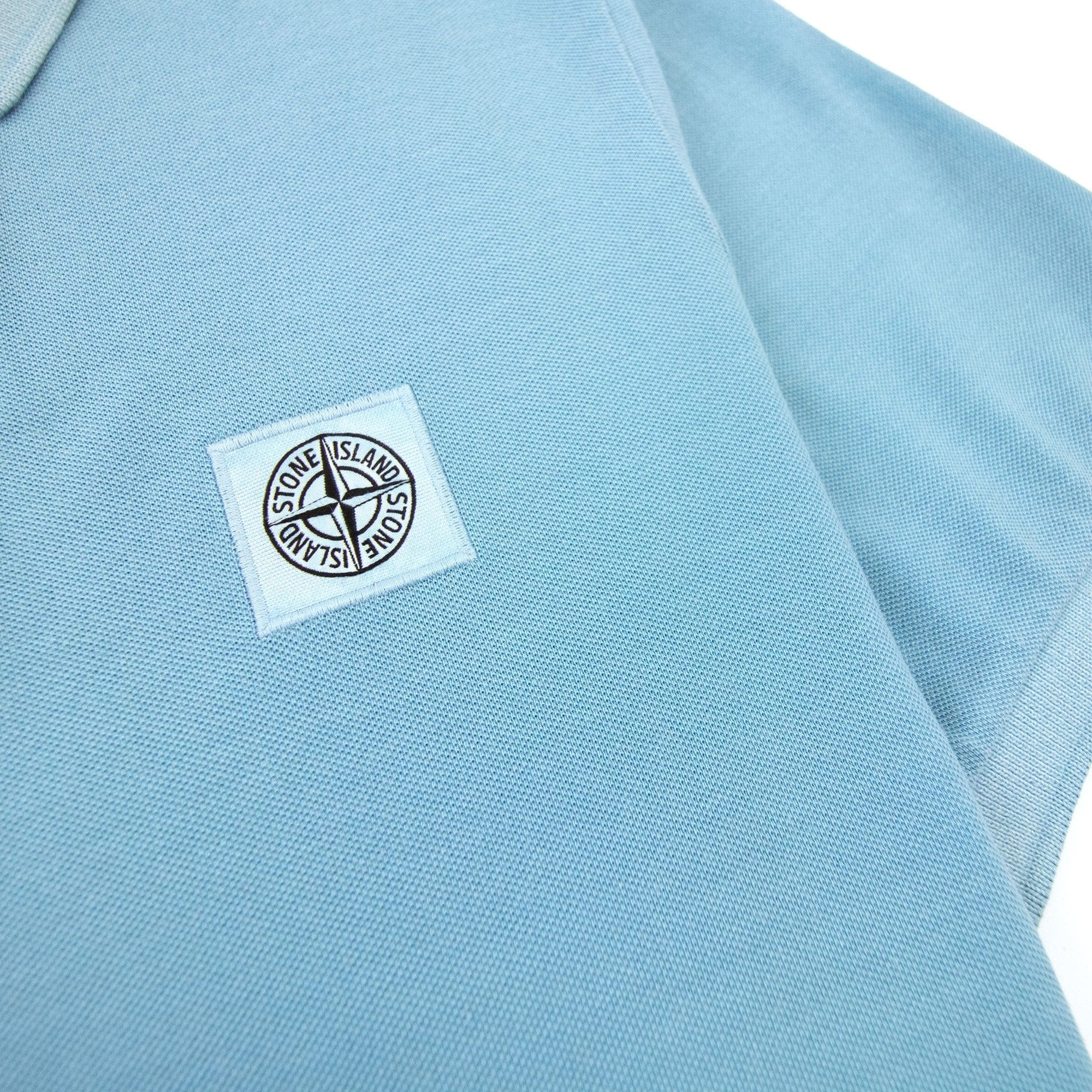 Stone Island Slim Fit Patch Polo Sky Blue V0041