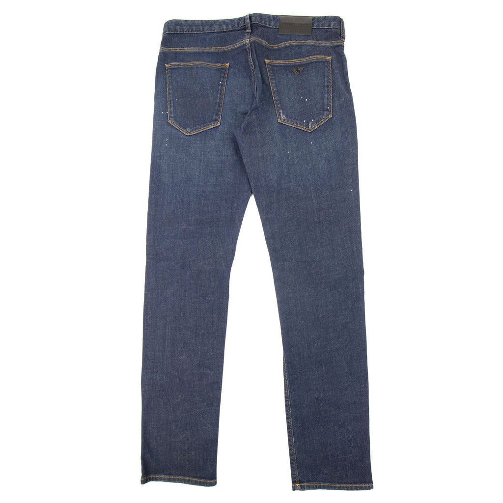 Emporio Armani J06 Slim Fit Worn Wash Jeans Denim Blue