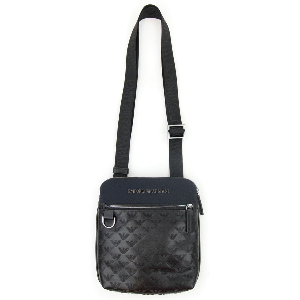 Emporio Armani Flat Nylon Shoulder Bag With Monogrammed Eagle Navy/black