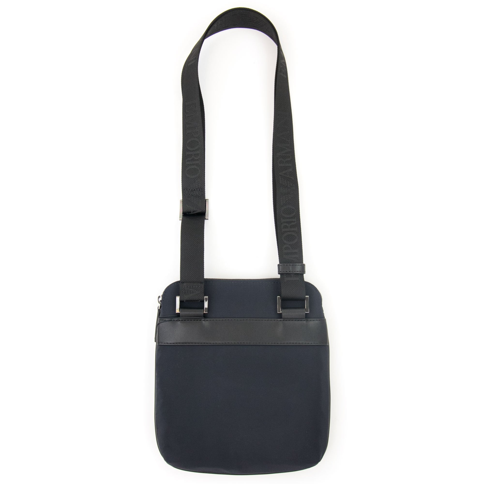 Emporio Armani Flat Nylon Shoulder Bag With Monogrammed Eagle Navy/black