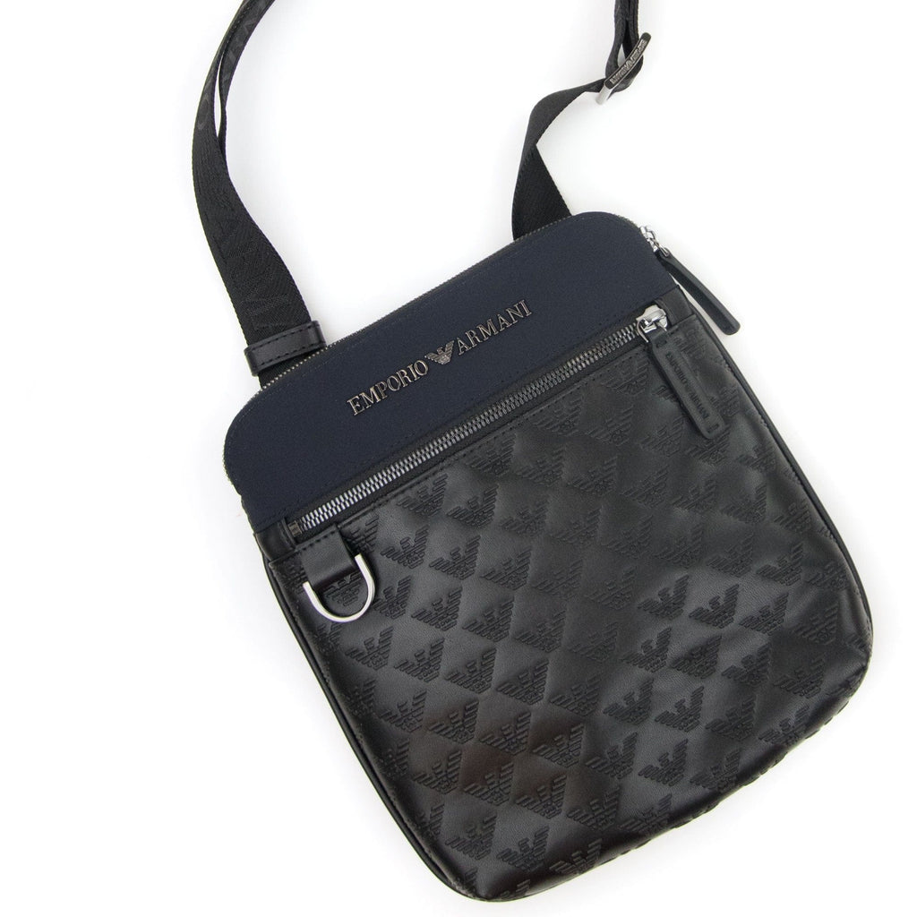Emporio Armani Flat Nylon Shoulder Bag With Monogrammed Eagle Navy/black
