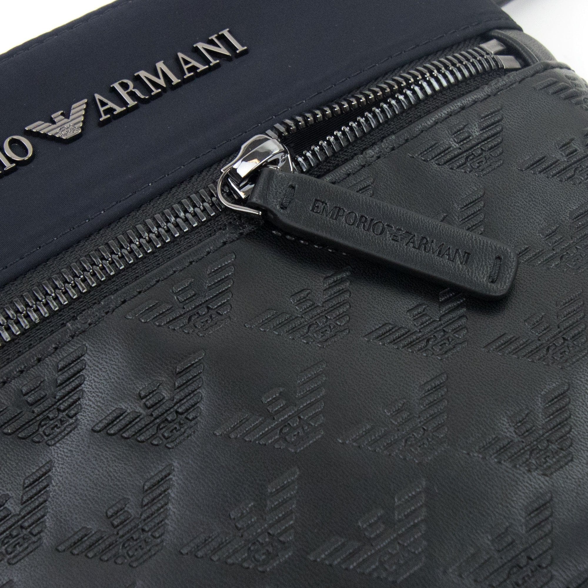 Emporio Armani Flat Nylon Shoulder Bag With Monogrammed Eagle Navy/black