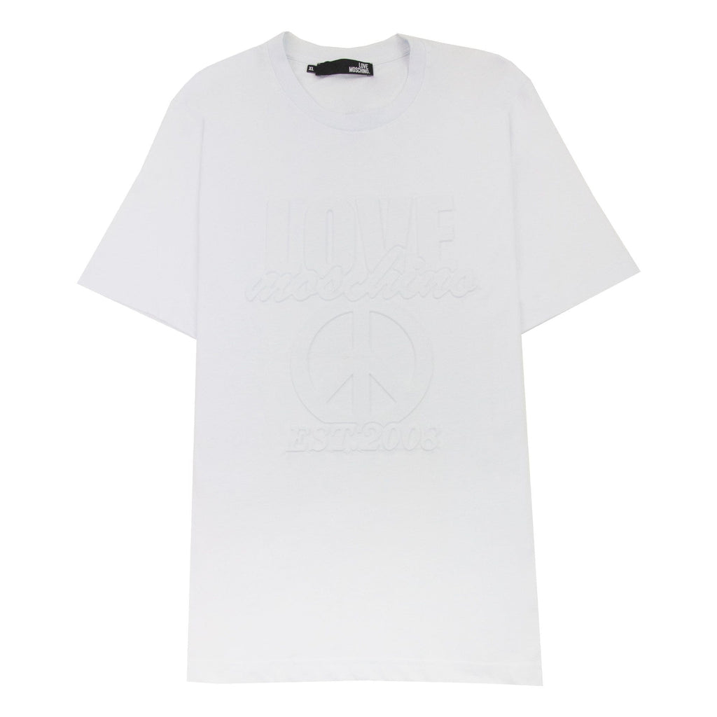 Love Moschino Embossed Peace Logo T-shirt White