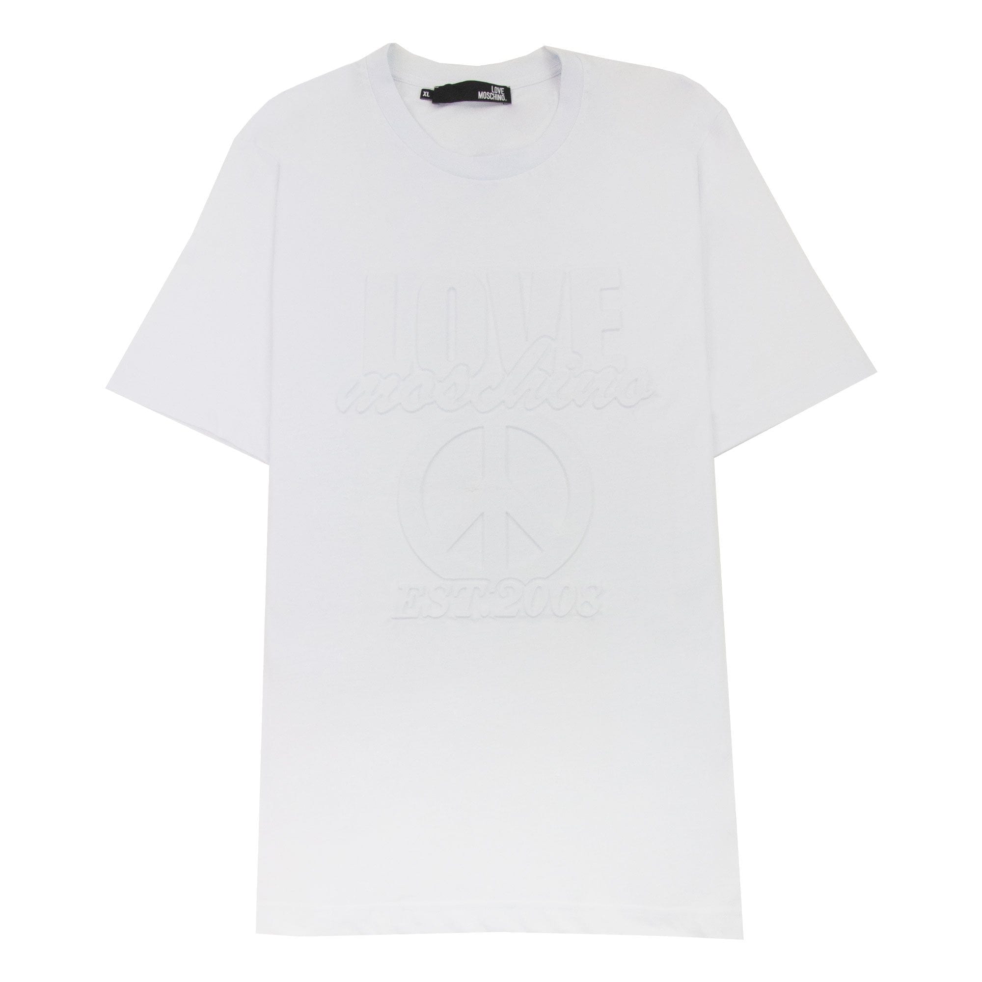 Love Moschino Embossed Peace Logo T-shirt White