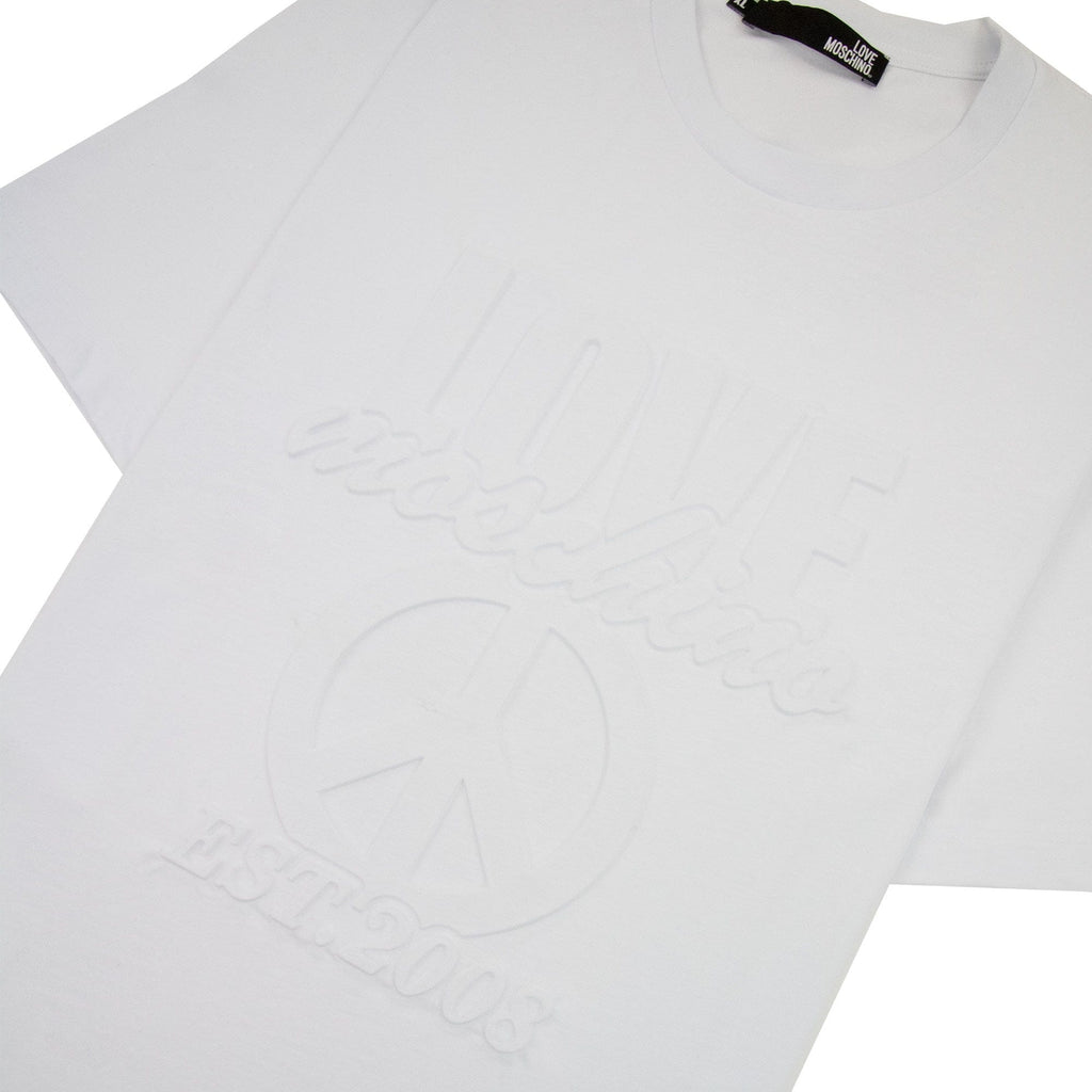 Love Moschino Embossed Peace Logo T-shirt White