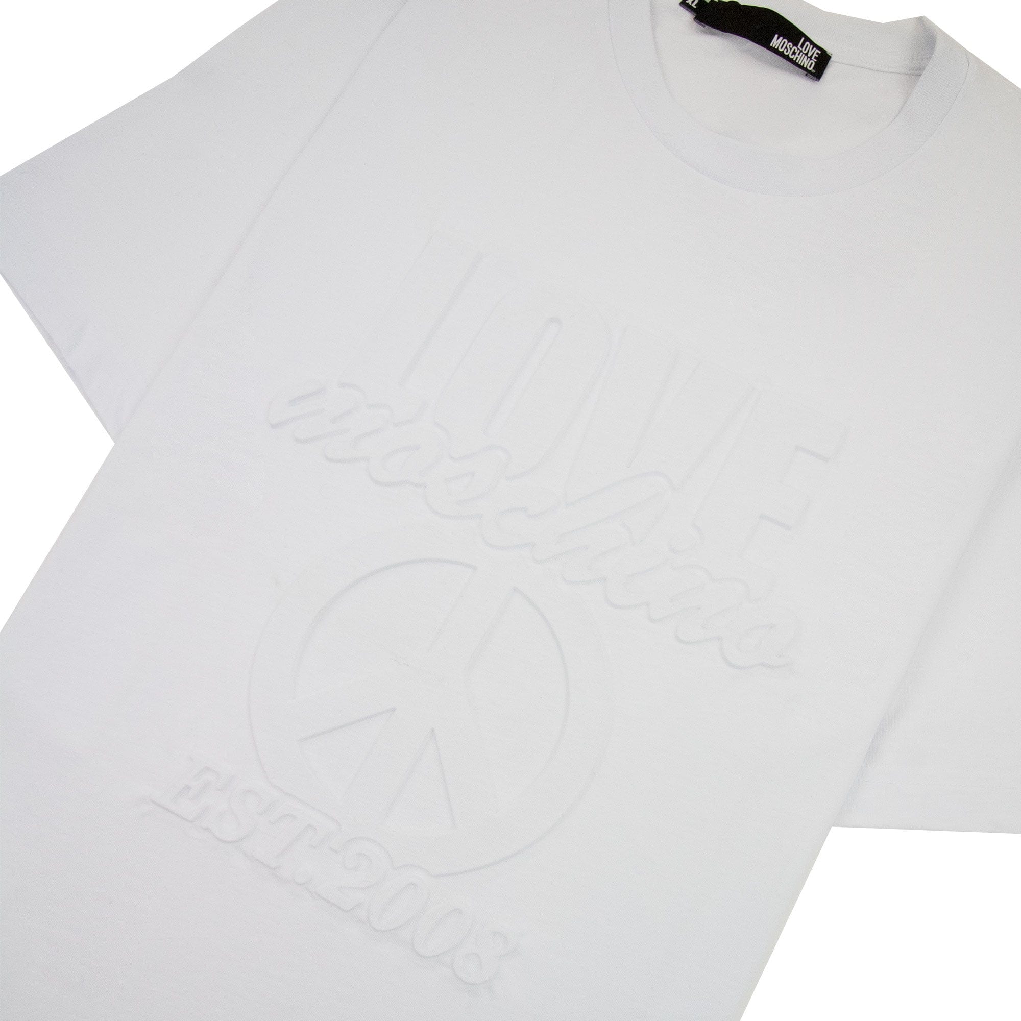 Love Moschino Embossed Peace Logo T-shirt White