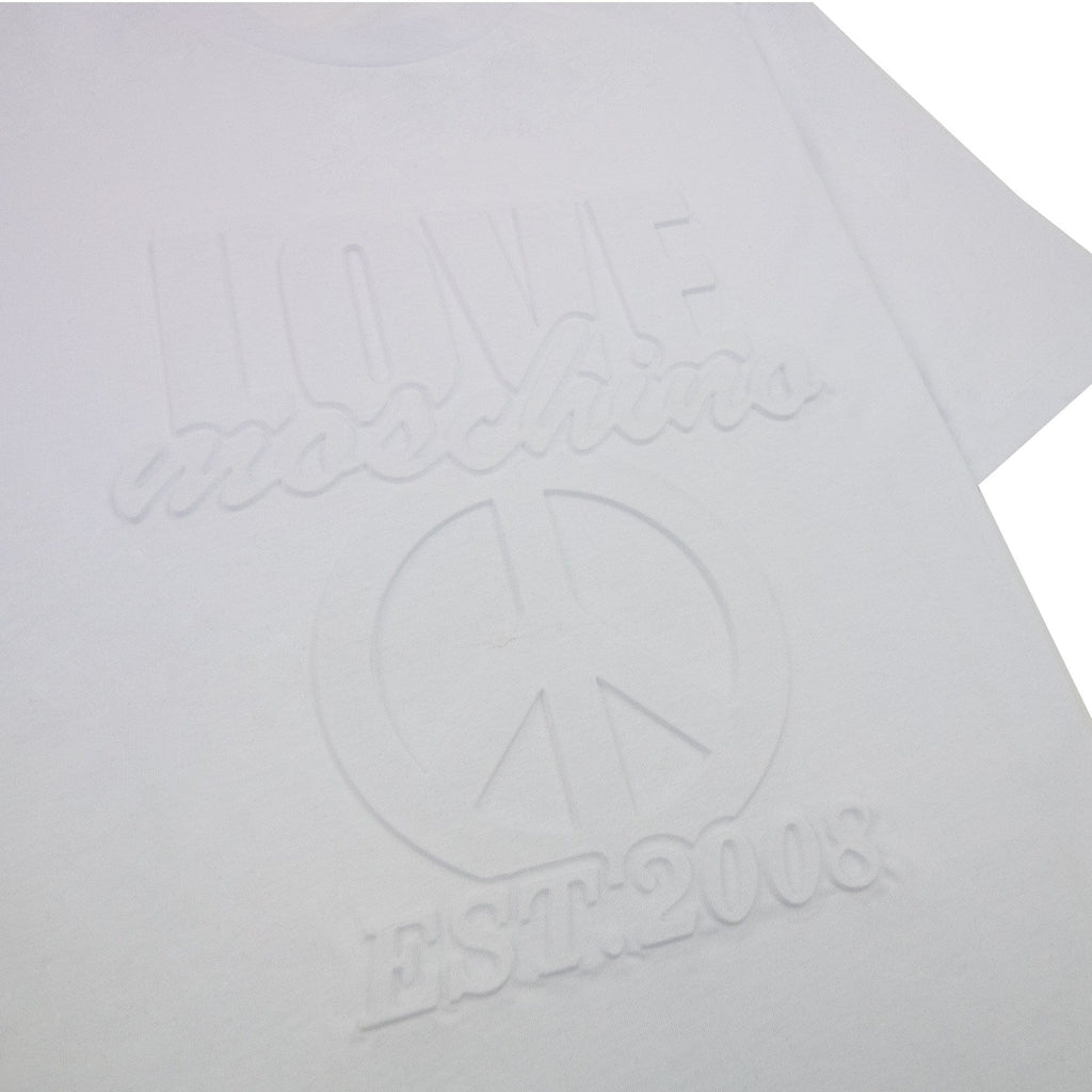 Love Moschino Embossed Peace Logo T-shirt White