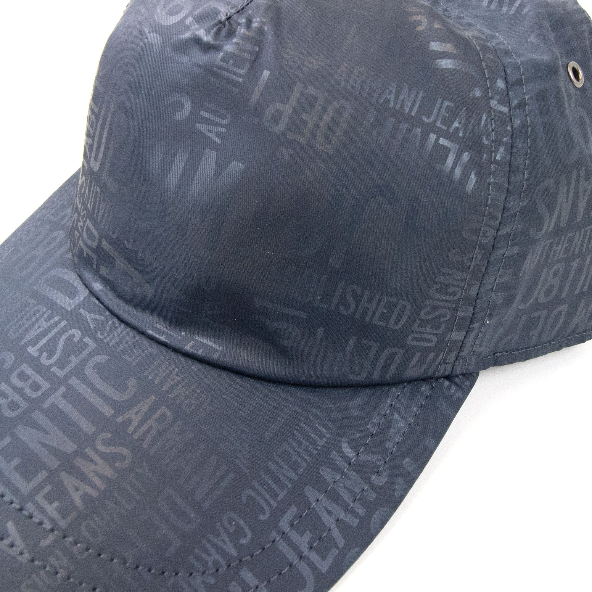 Armani Jeans All Over Logo Nylon Baseball Cap Navy Blue