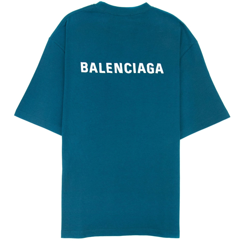 Balenciaga Logo Crewneck T Shirt Blue 9567