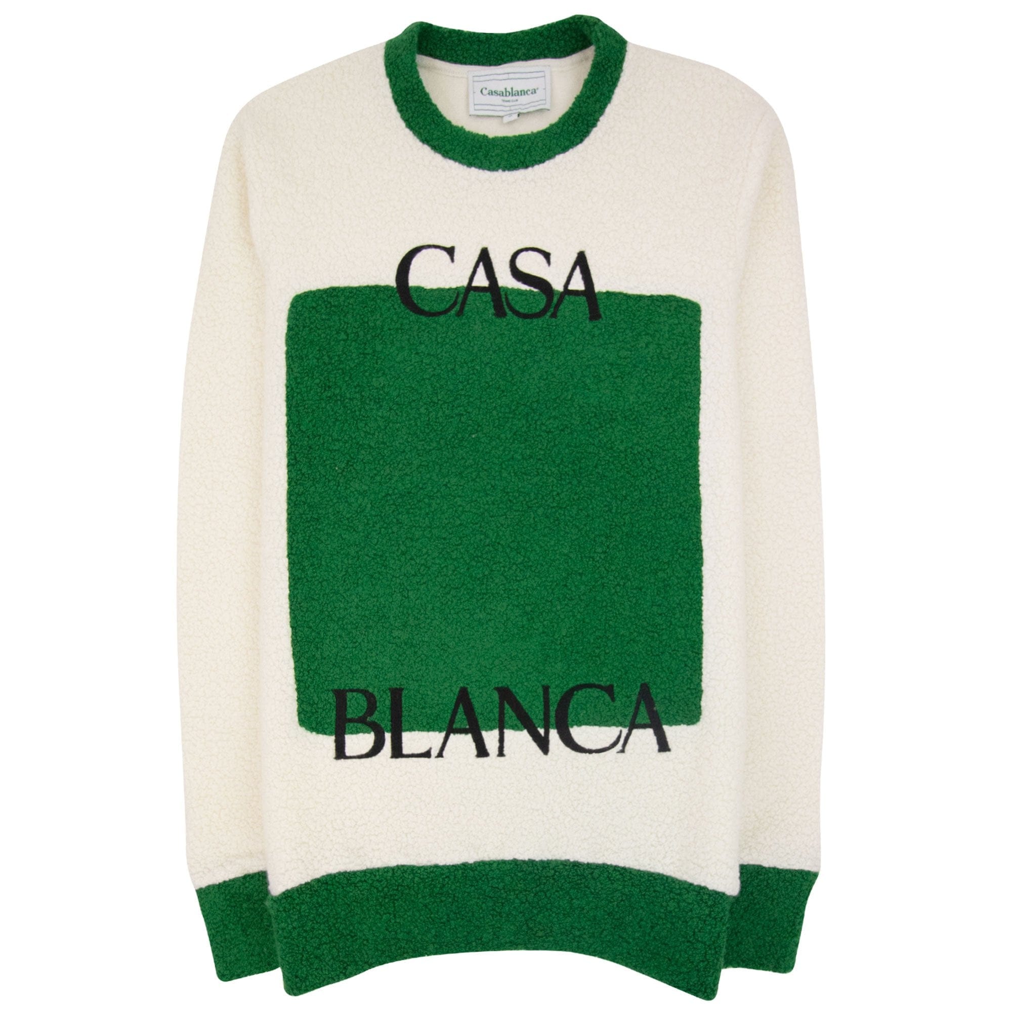 Casablanca Cashmere Blend Embriodered Colour Block Sweatshirt Off White