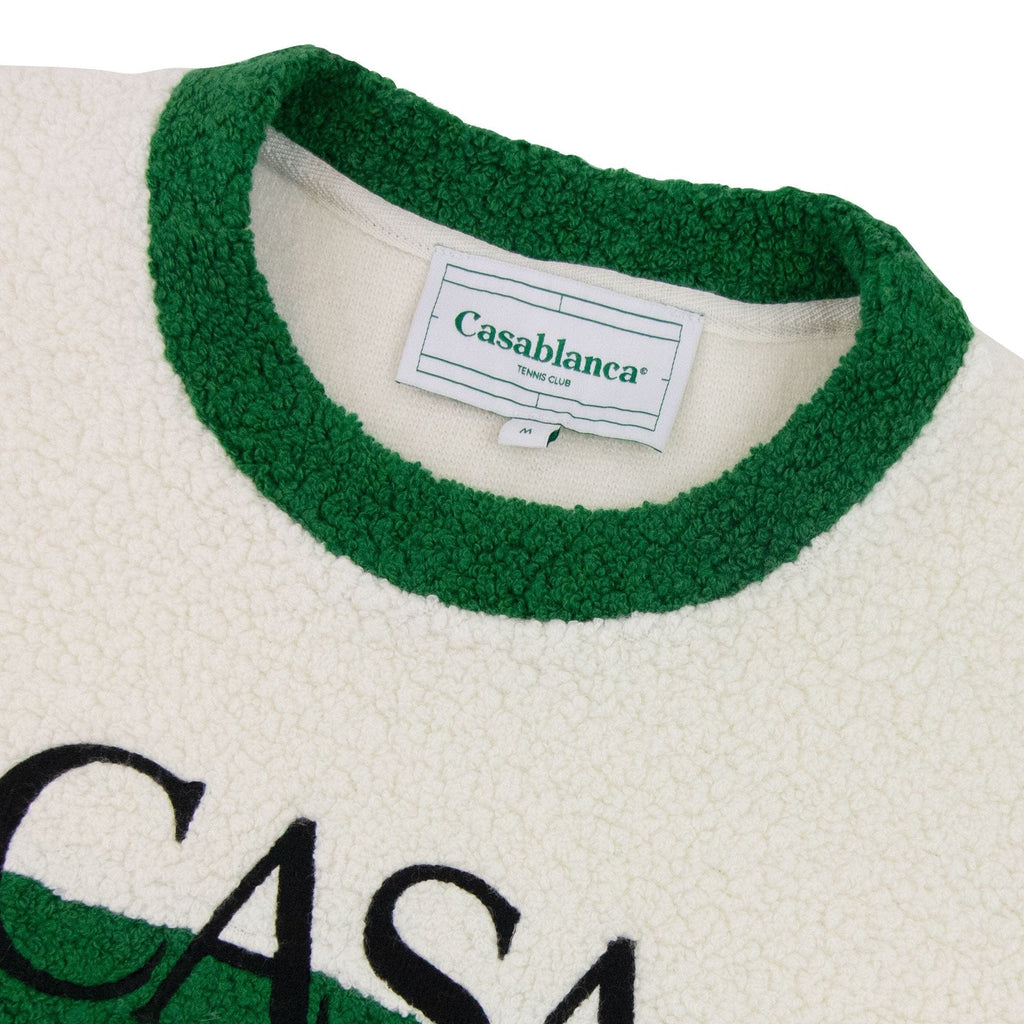Casablanca Cashmere Blend Embriodered Colour Block Sweatshirt Off White