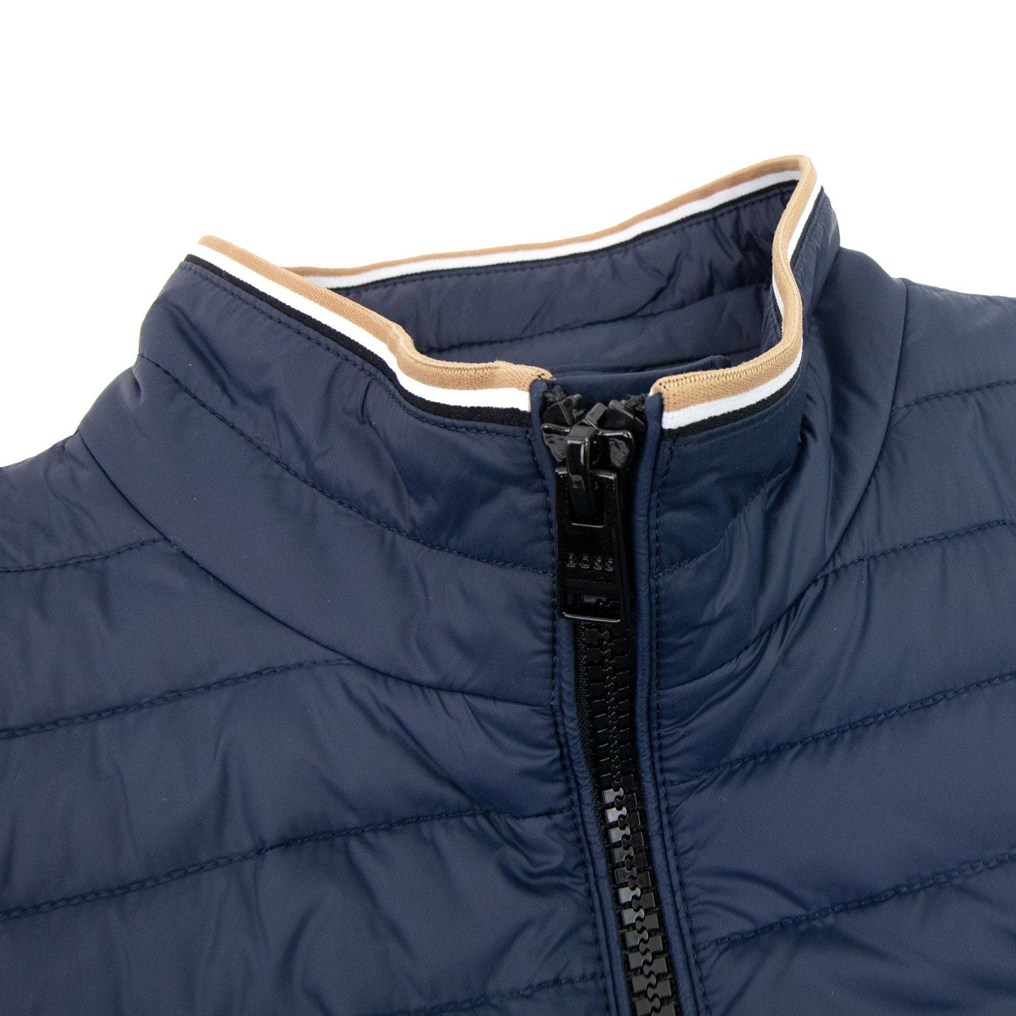Hugo Boss Water-repellent Padded Gilet With 3d Logo Tape Navy