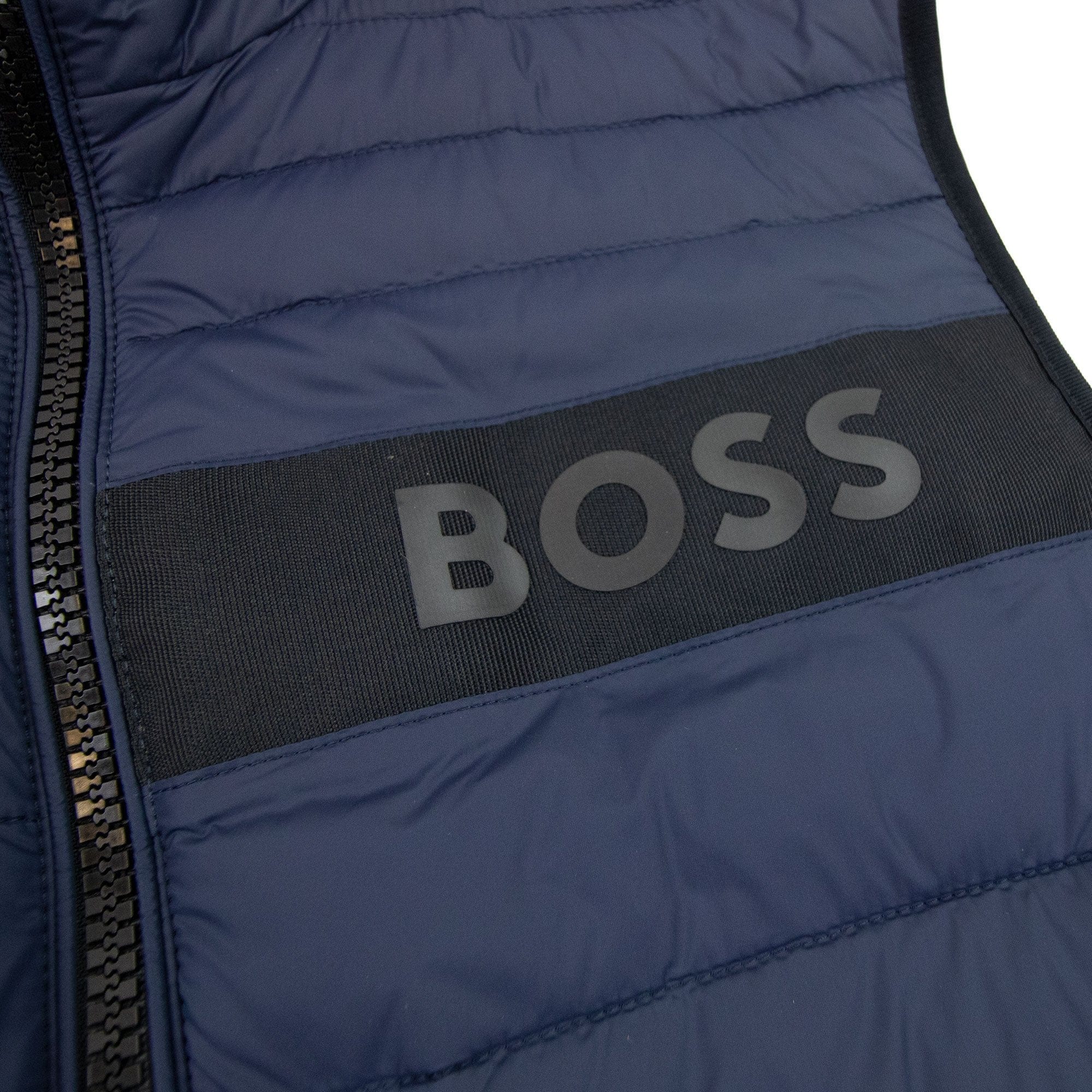 Hugo Boss Water-repellent Padded Gilet With 3d Logo Tape Navy