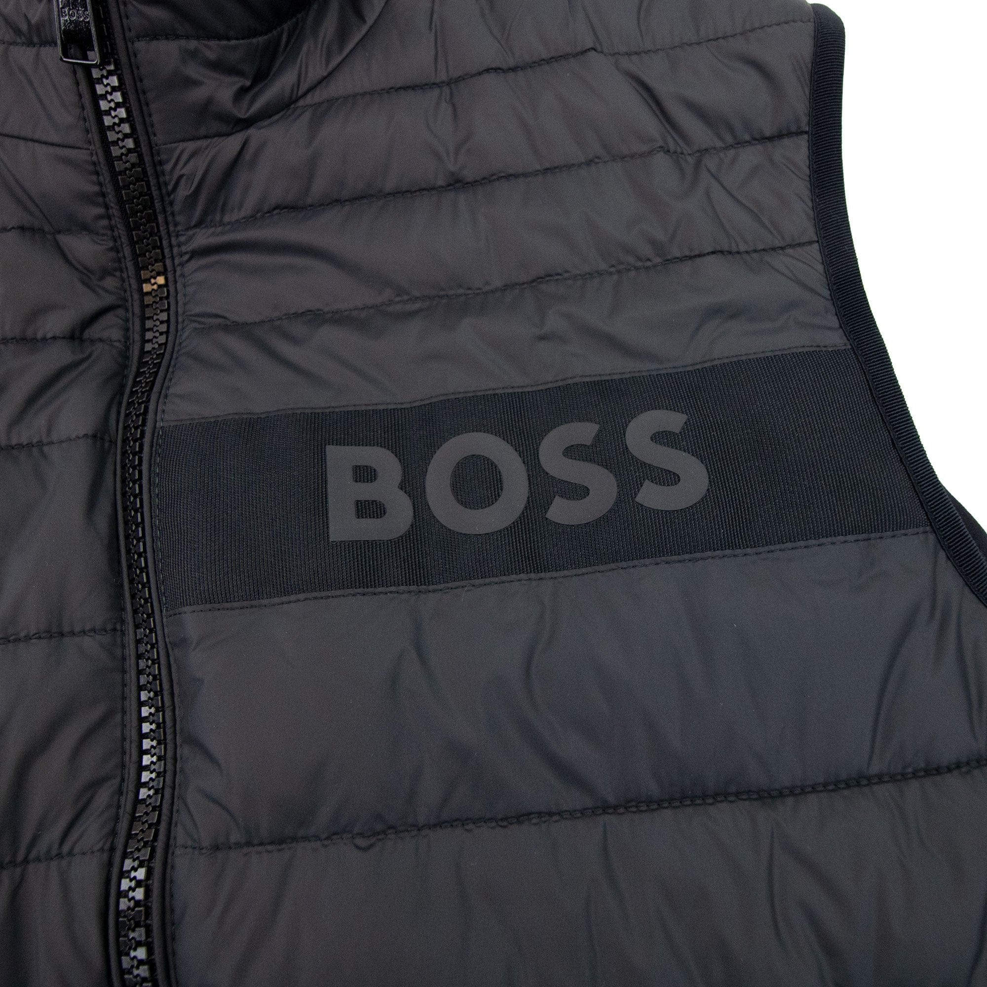 Hugo Boss Water-repellent Padded Gilet With 3d Logo Tape Black