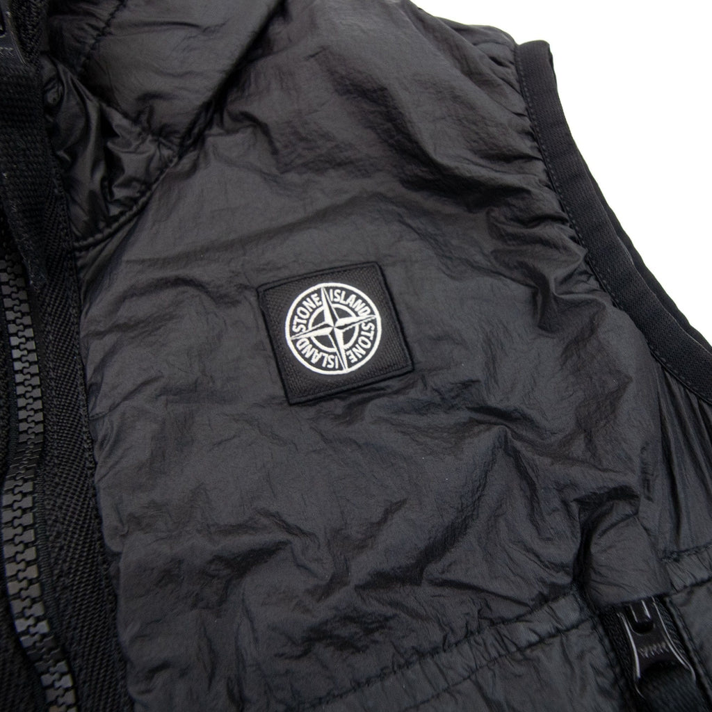 Stone Island Junior Logo Hoodied Nylon Gilet Black V0029