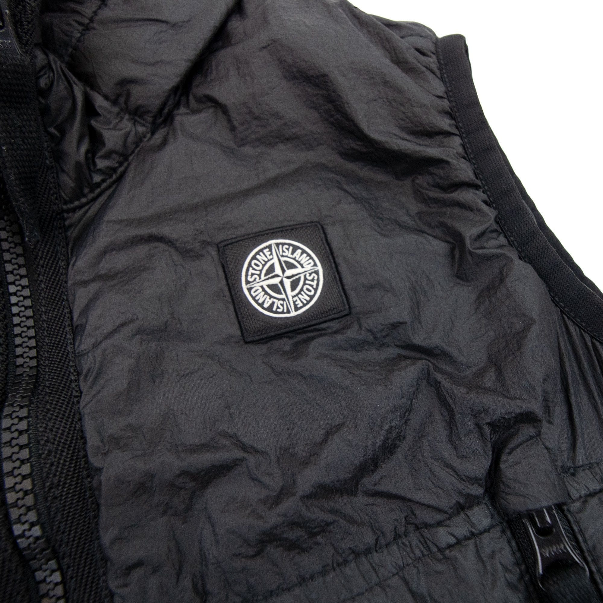 Stone Island Junior Logo Hoodied Nylon Gilet Black V0029