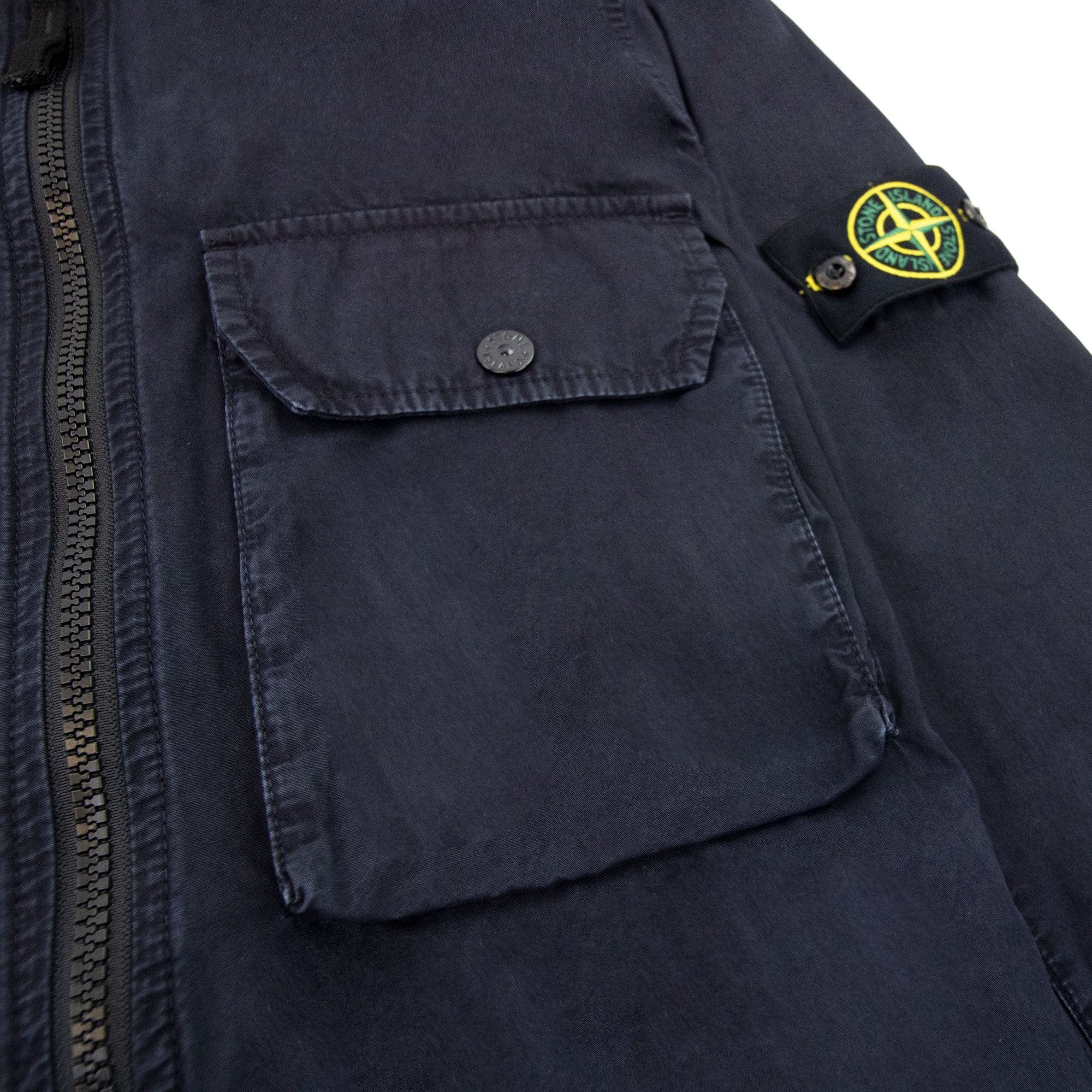 Stone Island 114wn Brushed Cotton Canvas Old Effect Navy V0120