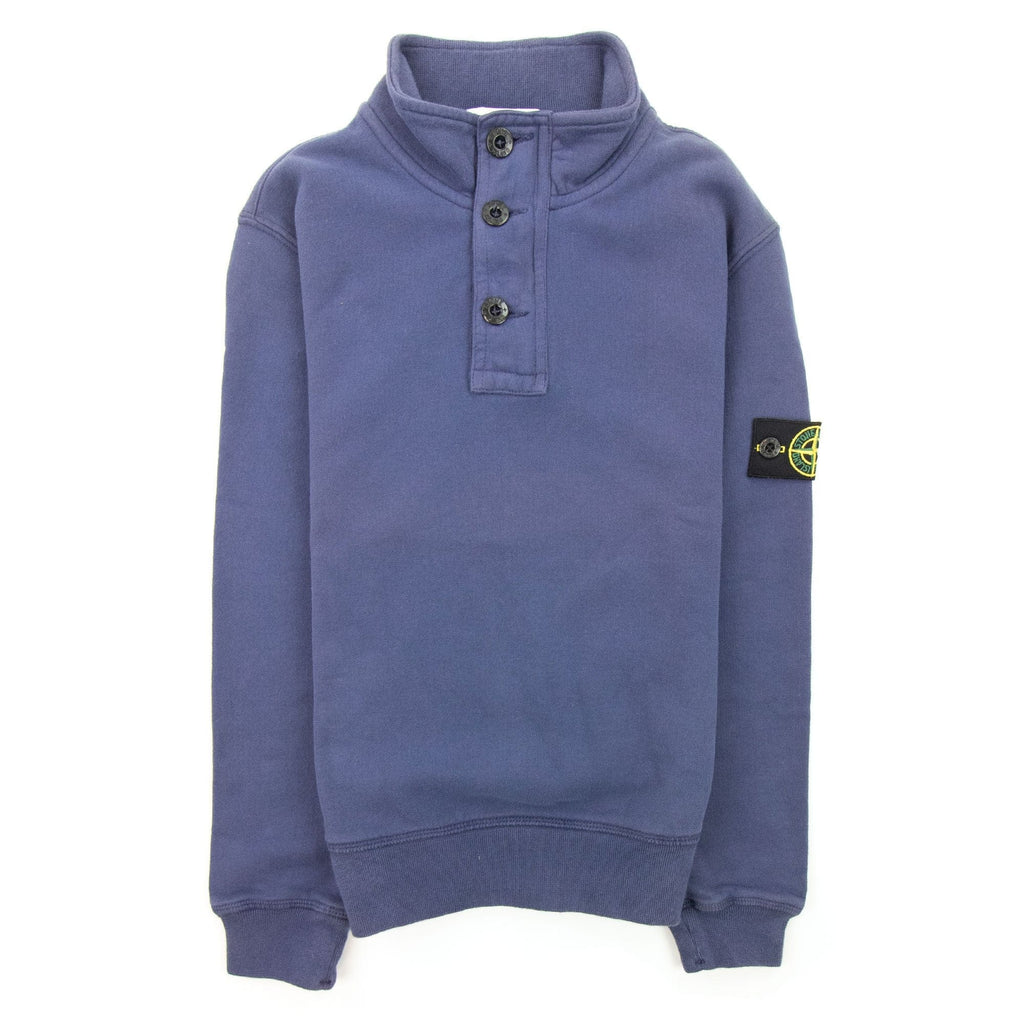 Stone Island Junior Arm Badge L/s Funnel Neck Polo Blue V0028