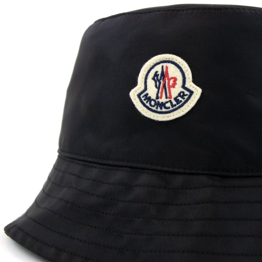 Moncler Logo Satin Bucket Hat Black 999