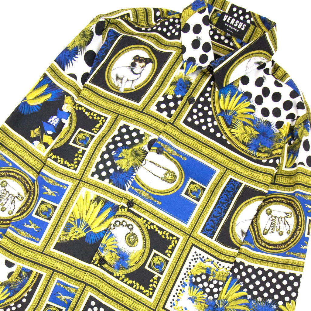 Versace Versus All Over Branded Print Shirt Gold