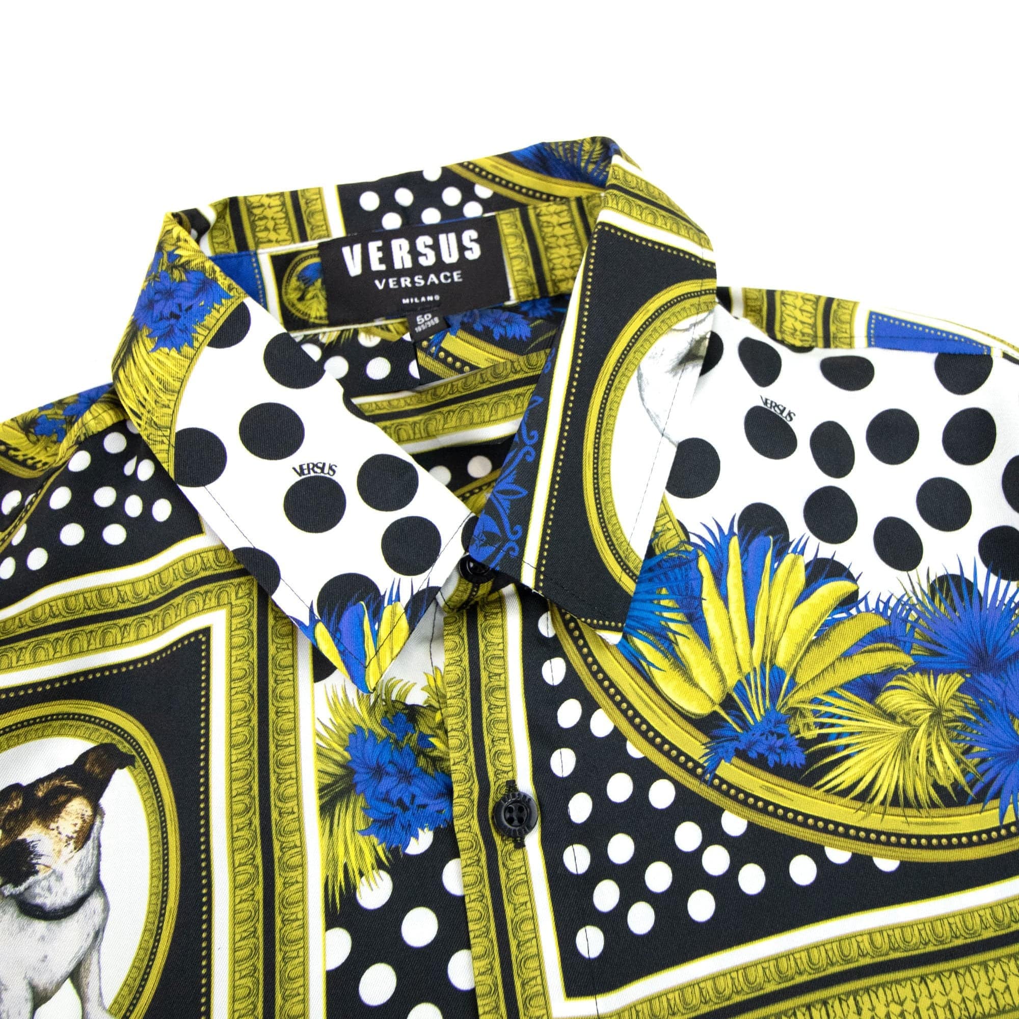 Versace Versus All Over Branded Print Shirt Gold
