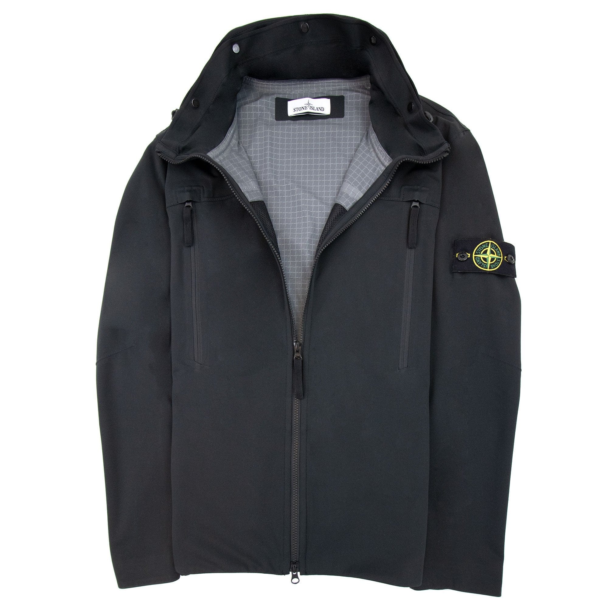 Stone Island 41826 Light Soft Shell Check Grid Jacket Black 999