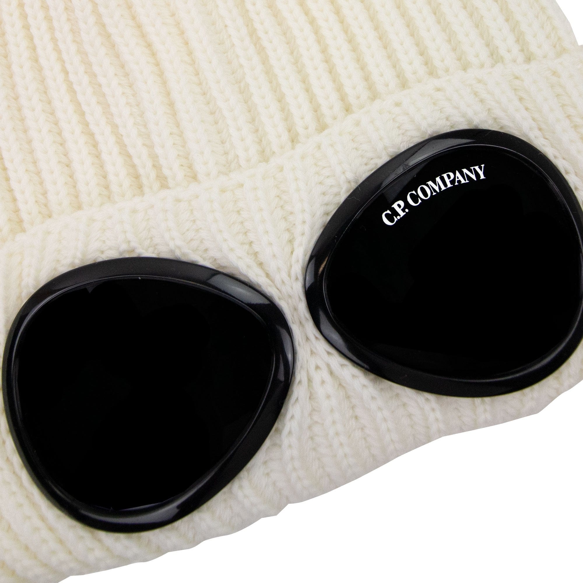 Cp Company Extra Fine Merino Wool Goggle Beanie White 103