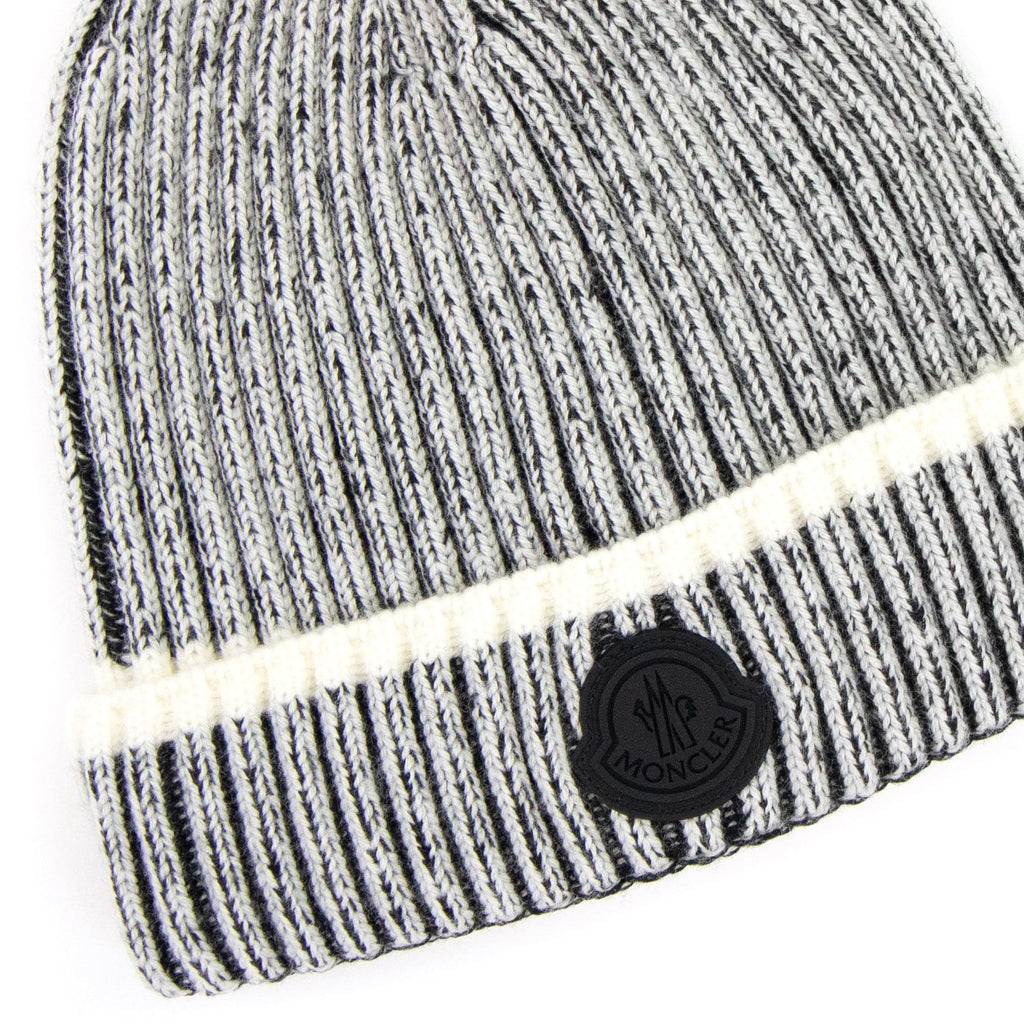 Moncler Logo Wool Beanie Grey 090