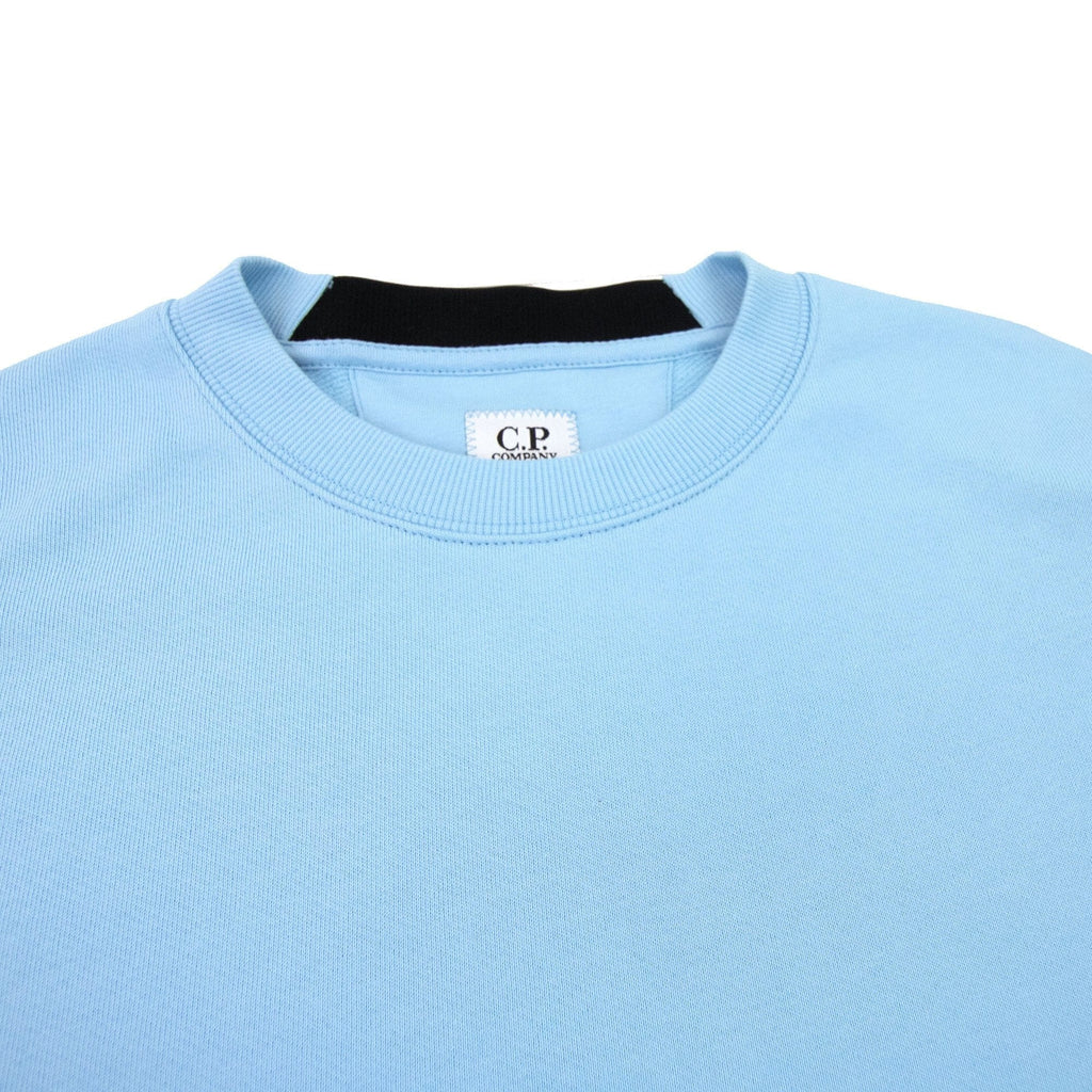Cp Company Diagonal Raised Fleece Lens Crew Sweatshirt Sky Blue 832