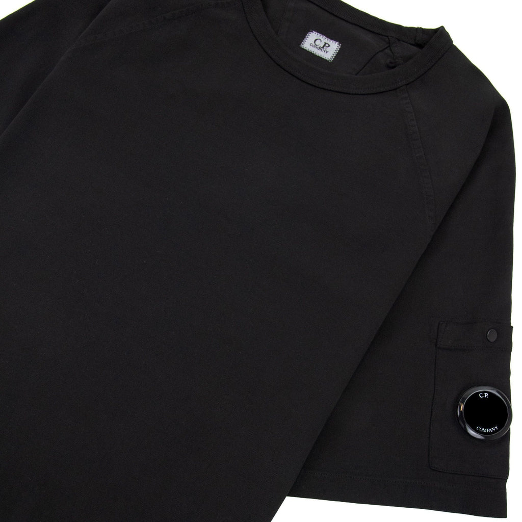Cp Company Heavy Jersey Mixed Short Sleeve Sweatshirt Black 999