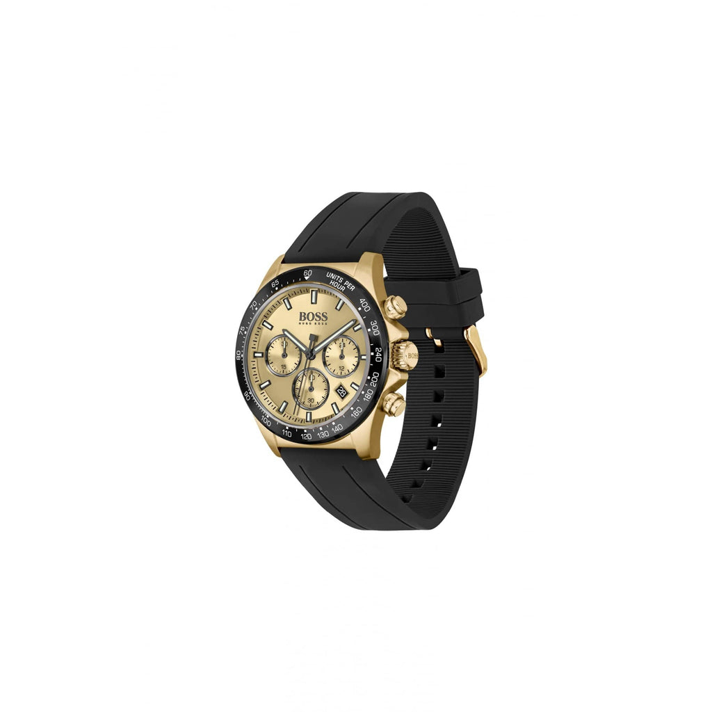 Hugo Boss Hero Gold Plated Rubber Watch Black