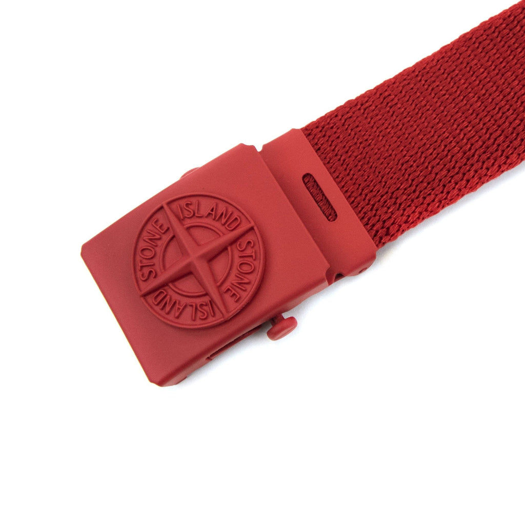 Stone Island Junior 90461 Embossed Logo Buckle Belt Red V0010