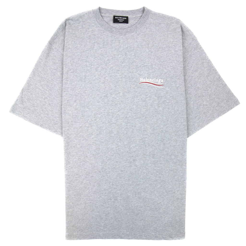 Balenciaga Political Campaign Embroidery T-shirt Light Grey