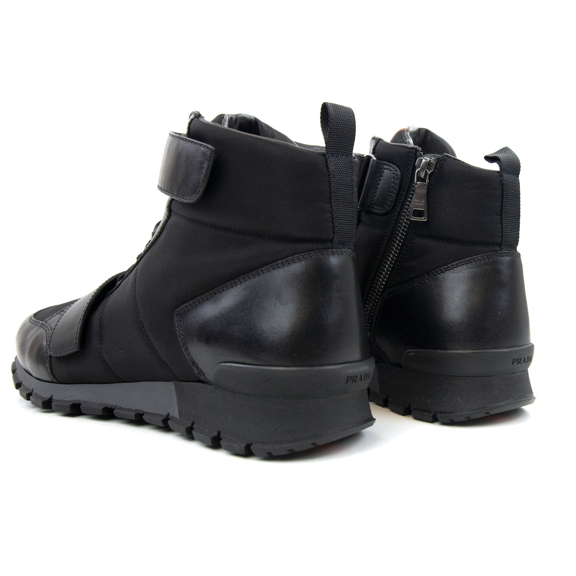 Prada Plume+nylon Ankle Boot Black