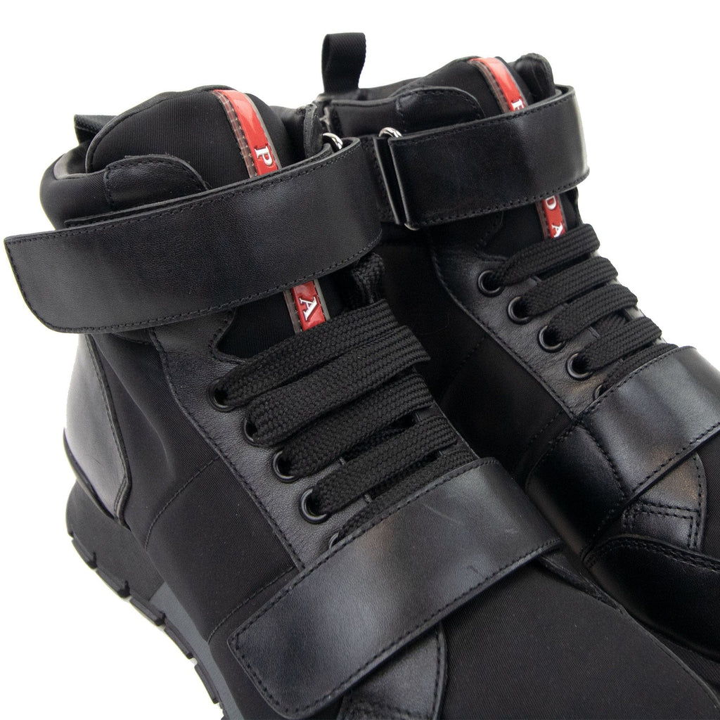 Prada Plume+nylon Ankle Boot Black