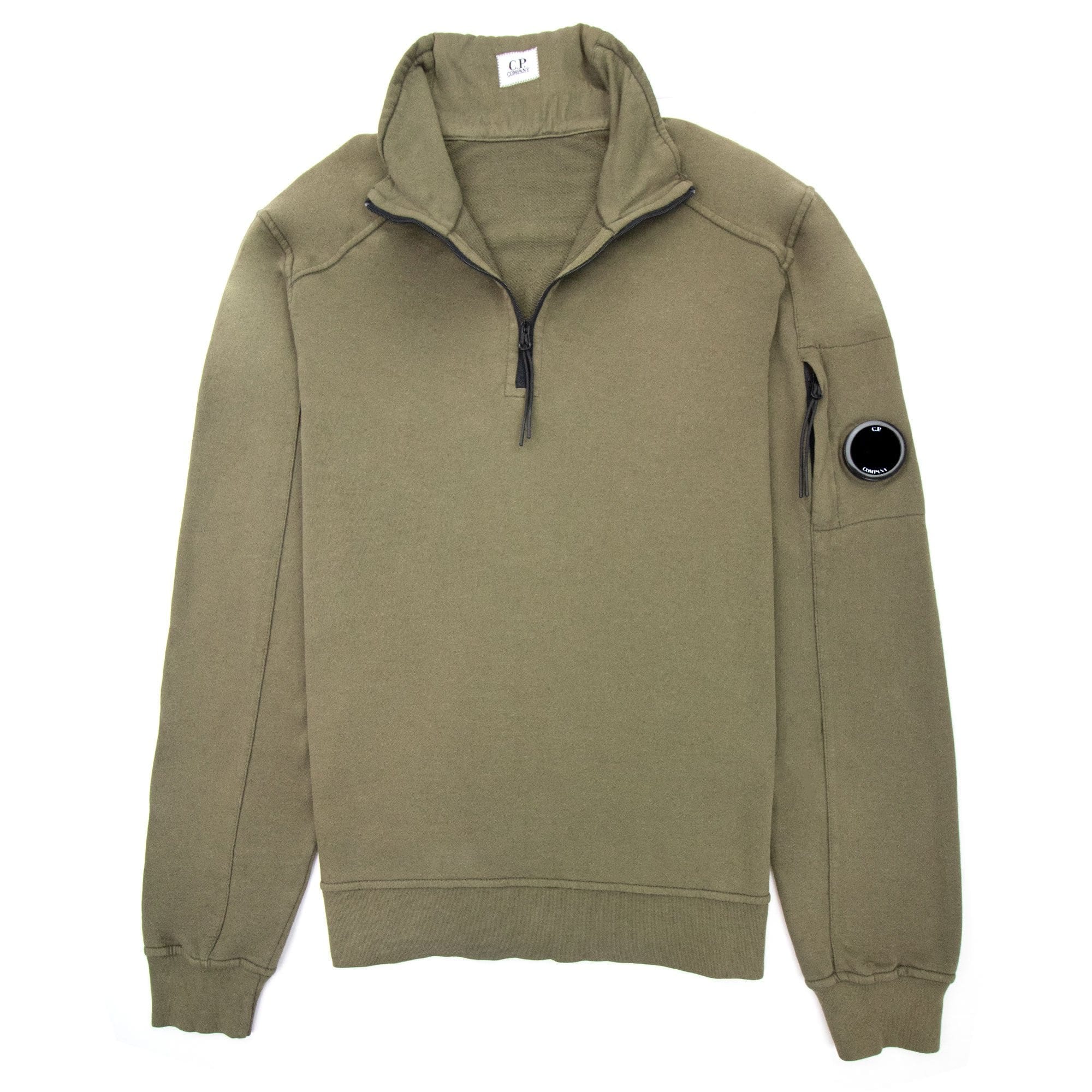 Cp Company Half Zip Arm Lens Sweatshirt Khaki 659