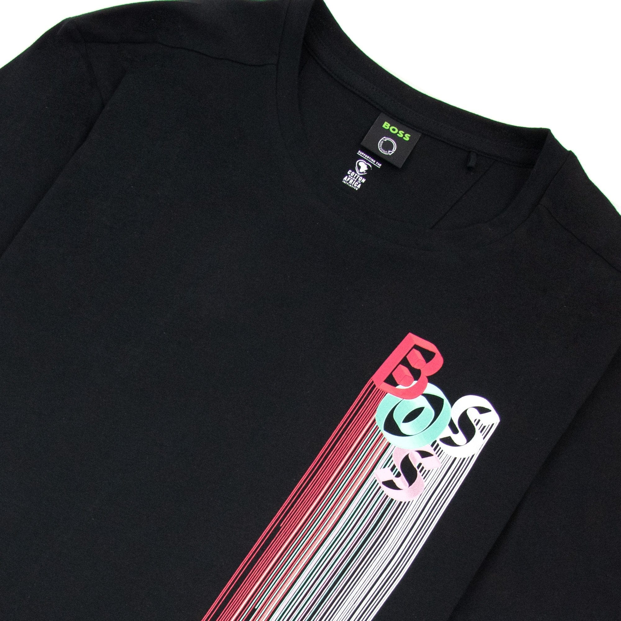 Hugo Boss Tee 2 Artwork Logo T Shirt Black 001
