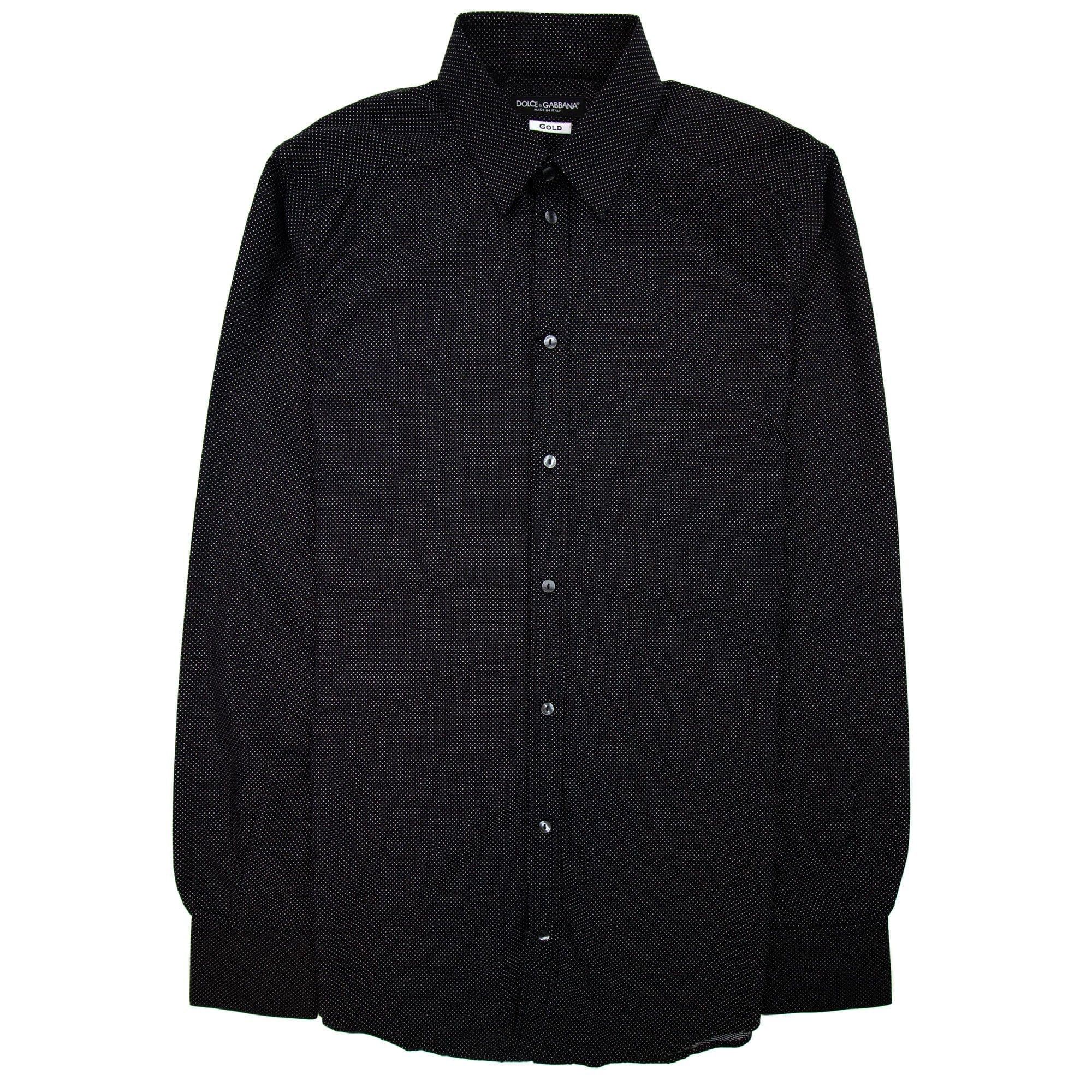 Dolce &amp; Gabbana Gold Polka Dots Shirt Black
