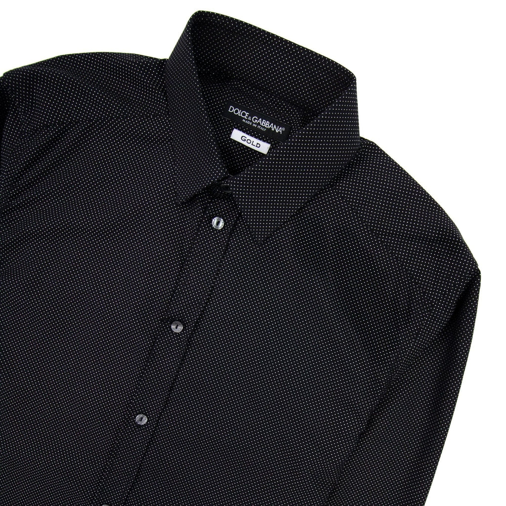 Dolce &amp; Gabbana Gold Polka Dots Shirt Black