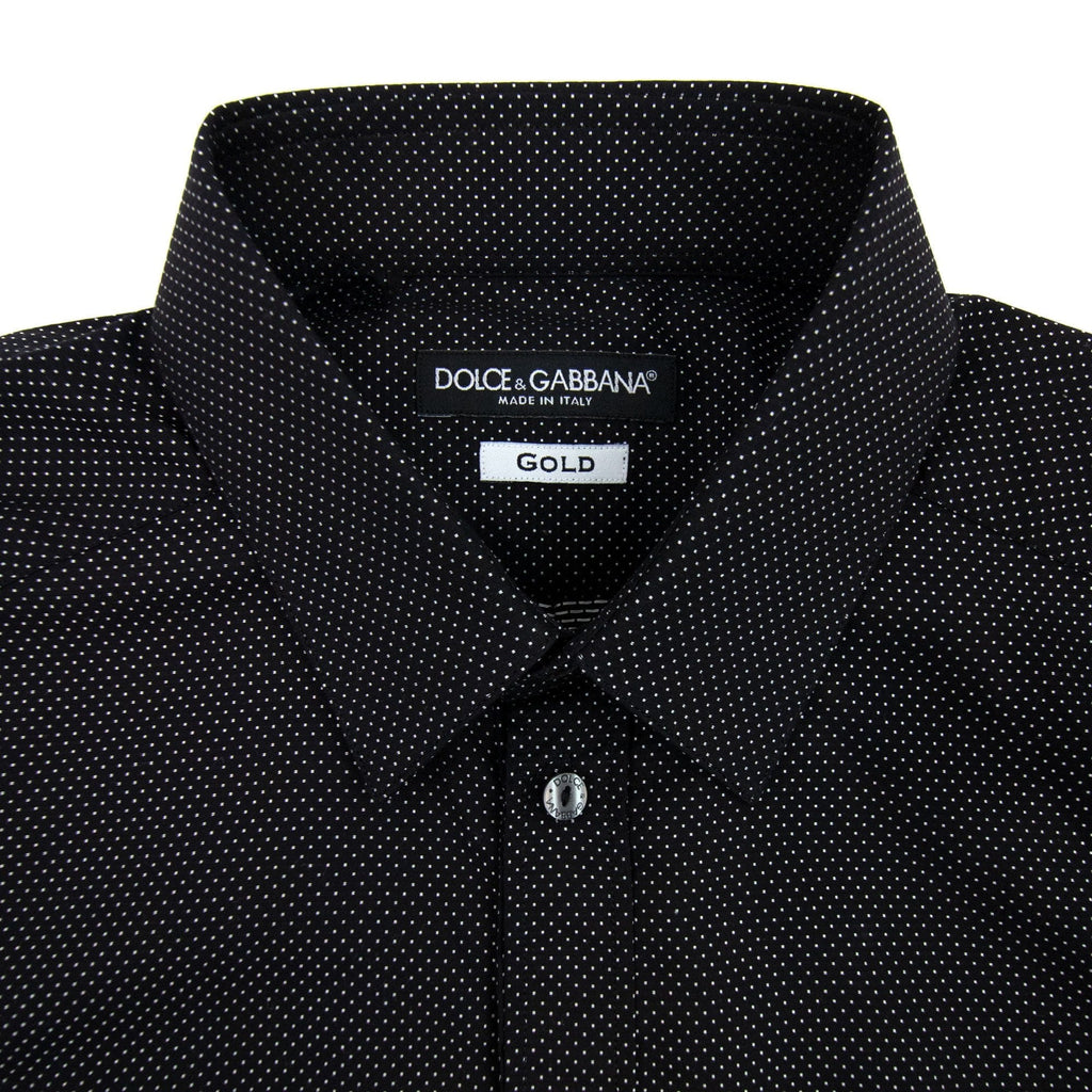 Dolce &amp; Gabbana Gold Polka Dots Shirt Black