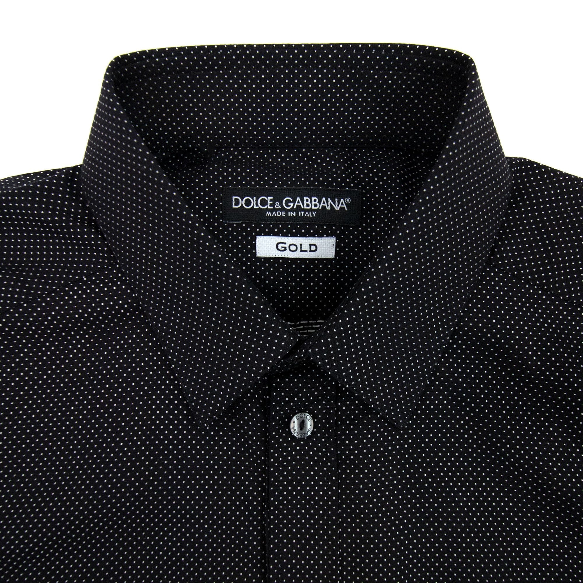 Dolce &amp; Gabbana Gold Polka Dots Shirt Black