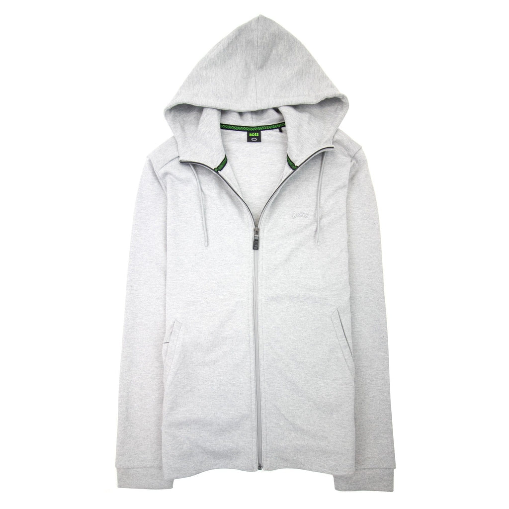 Hugo Boss Saggy Curved Logo Zip Up Hoody Gray 059