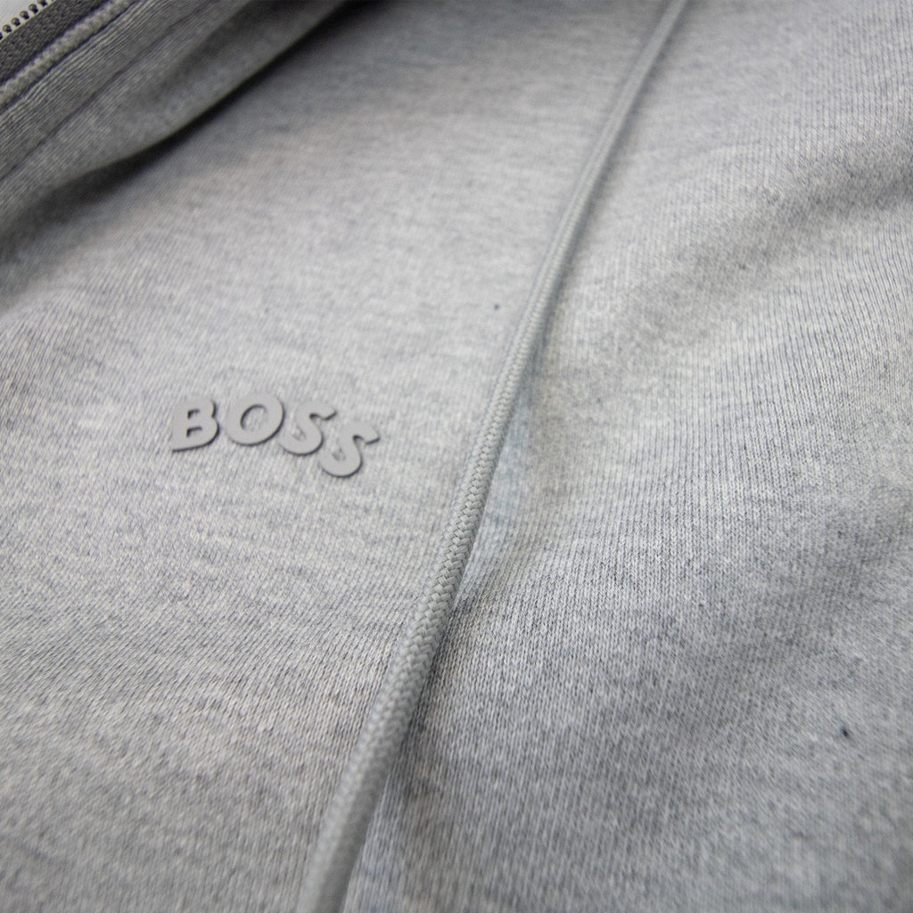 Hugo Boss Saggy Curved Logo Zip Up Hoody Gray 059
